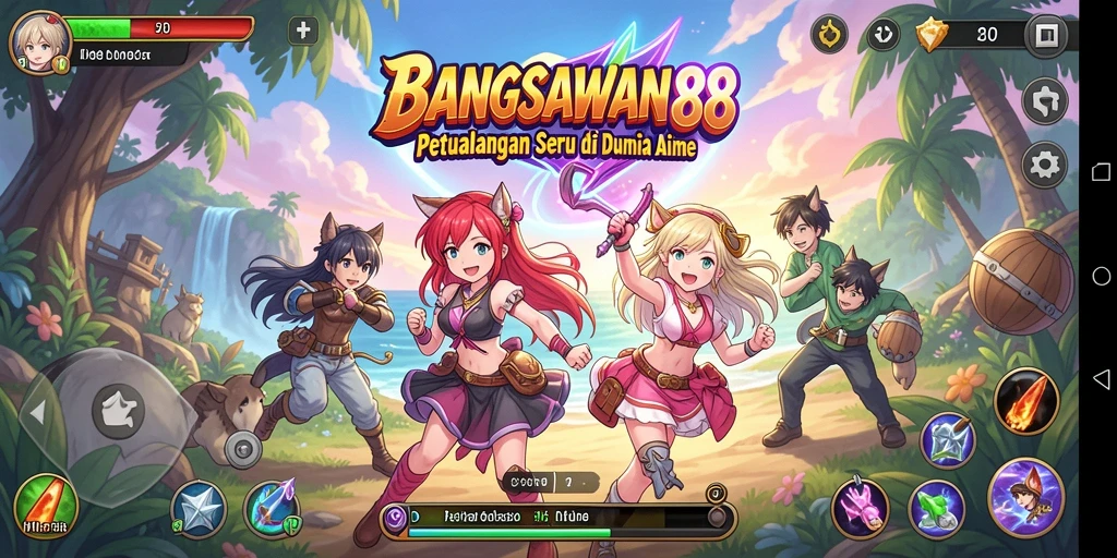 Tampilan menakjubkan dalam gameplay BANGSAWAN88 menunjukkan aksi karakter Anime.