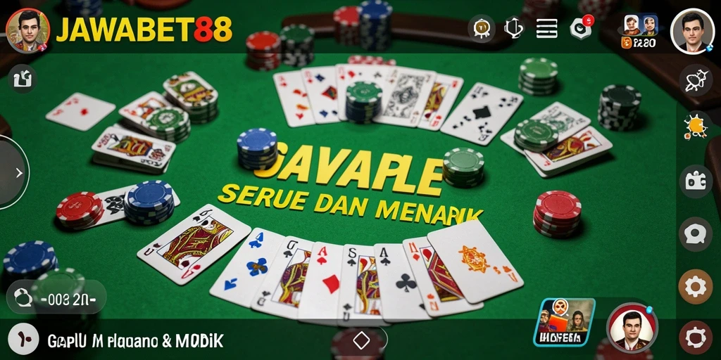 Tampilan gameplay seru dalam JAWABET88, nikmati Gaple bersama teman.