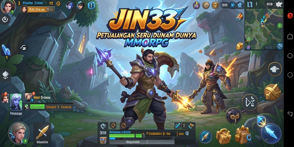 Screenshot utama gameplay JIN33 dengan karakter yang sedang bertarung.