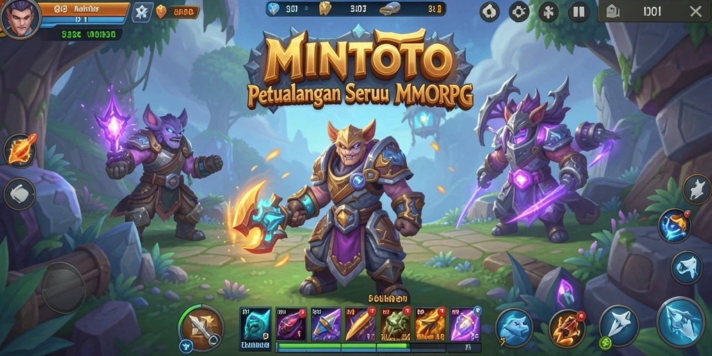 Screenshot gameplay MINTOTO dengan aksi seru dalam pertempuran MMORPG.