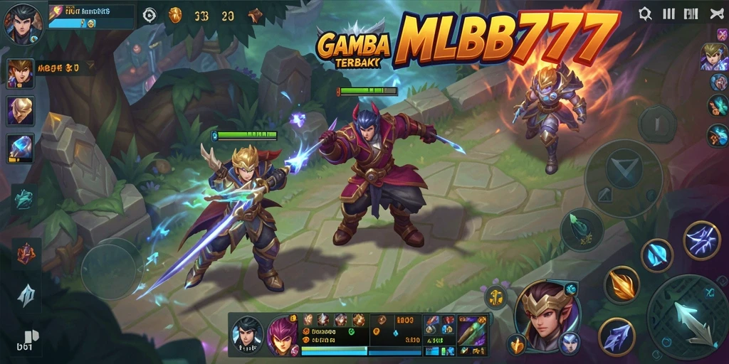 Tampilan gameplay seru dengan karakter MOBA yang beragam.